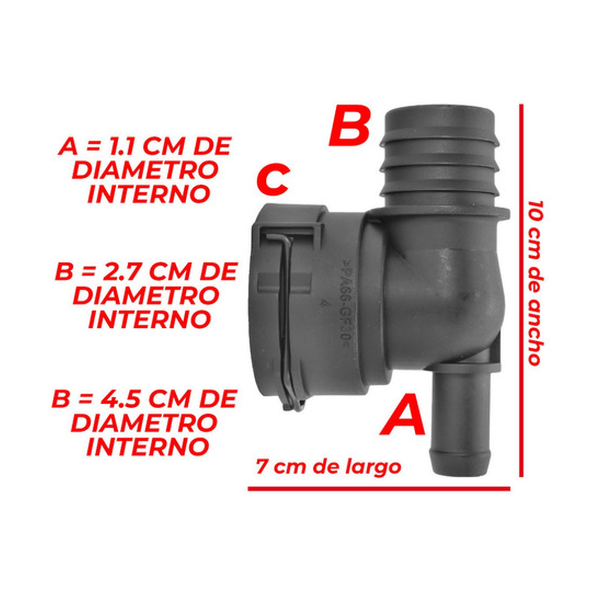 Conector radiador inferior p/ford escape 2.0l y 2.5l 13-19 US Parts 120-023