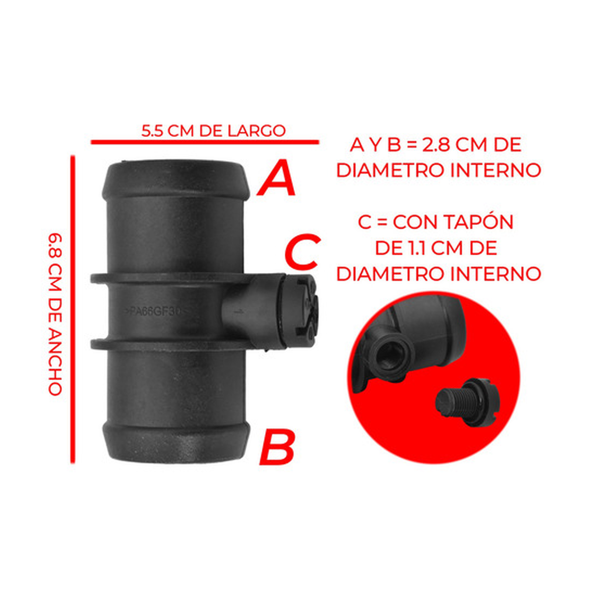Conector radiador superior US Parts 120-110