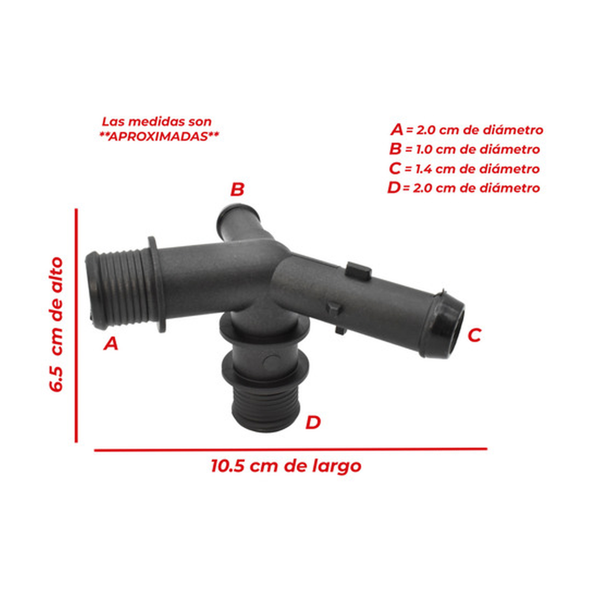 Conector manguera refrigeración tee US Parts 120-163
