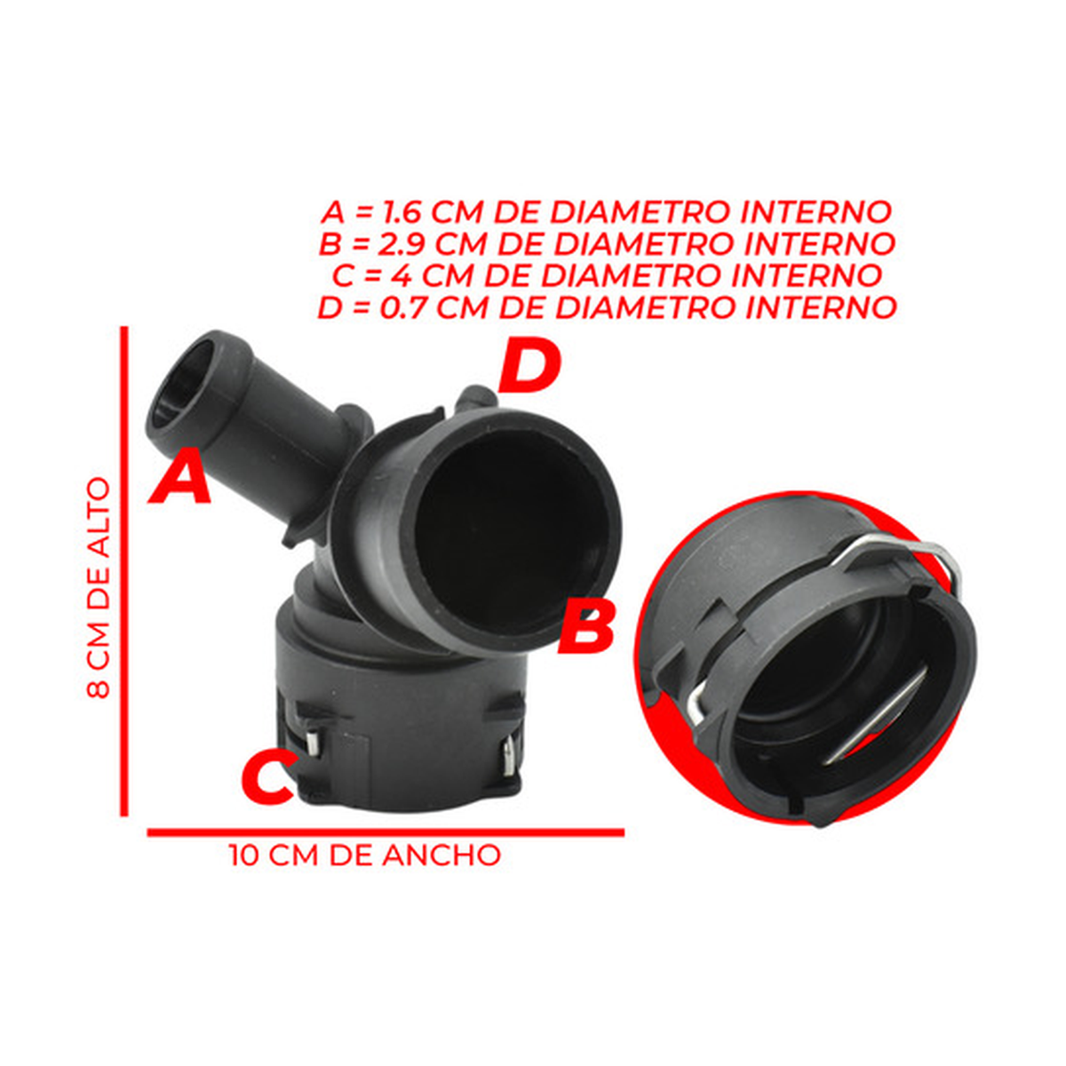 Conector manguera radiador superior US Parts 120-201