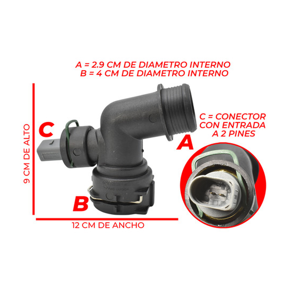 Conector manguera radiador inferior US Parts 120-202