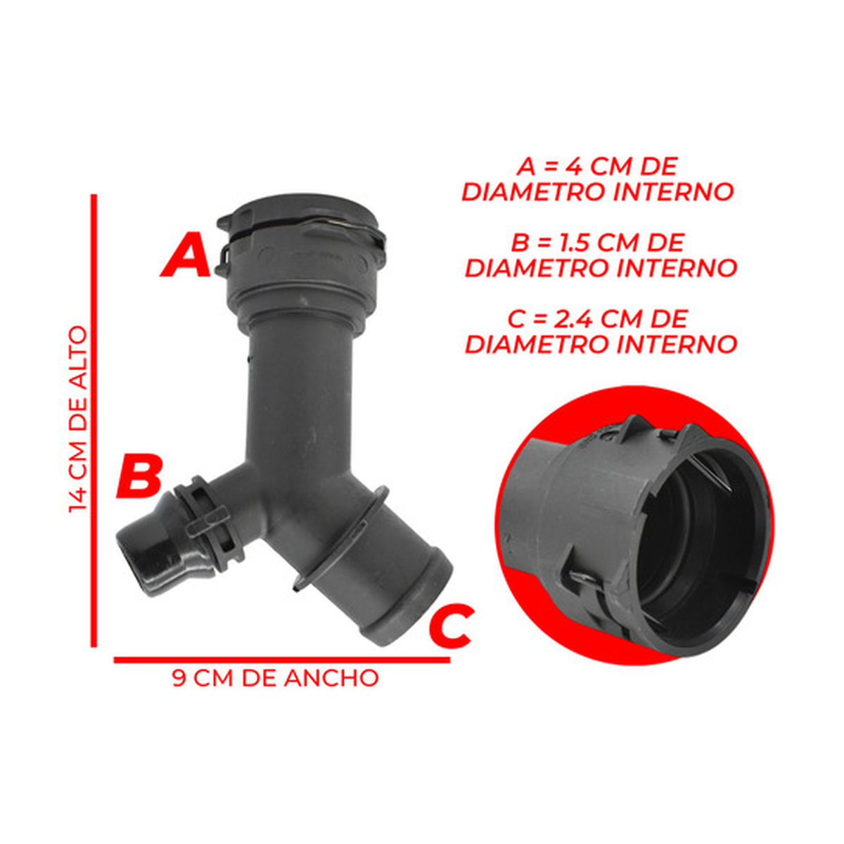Conector manguera radiador superior US Parts 120-208