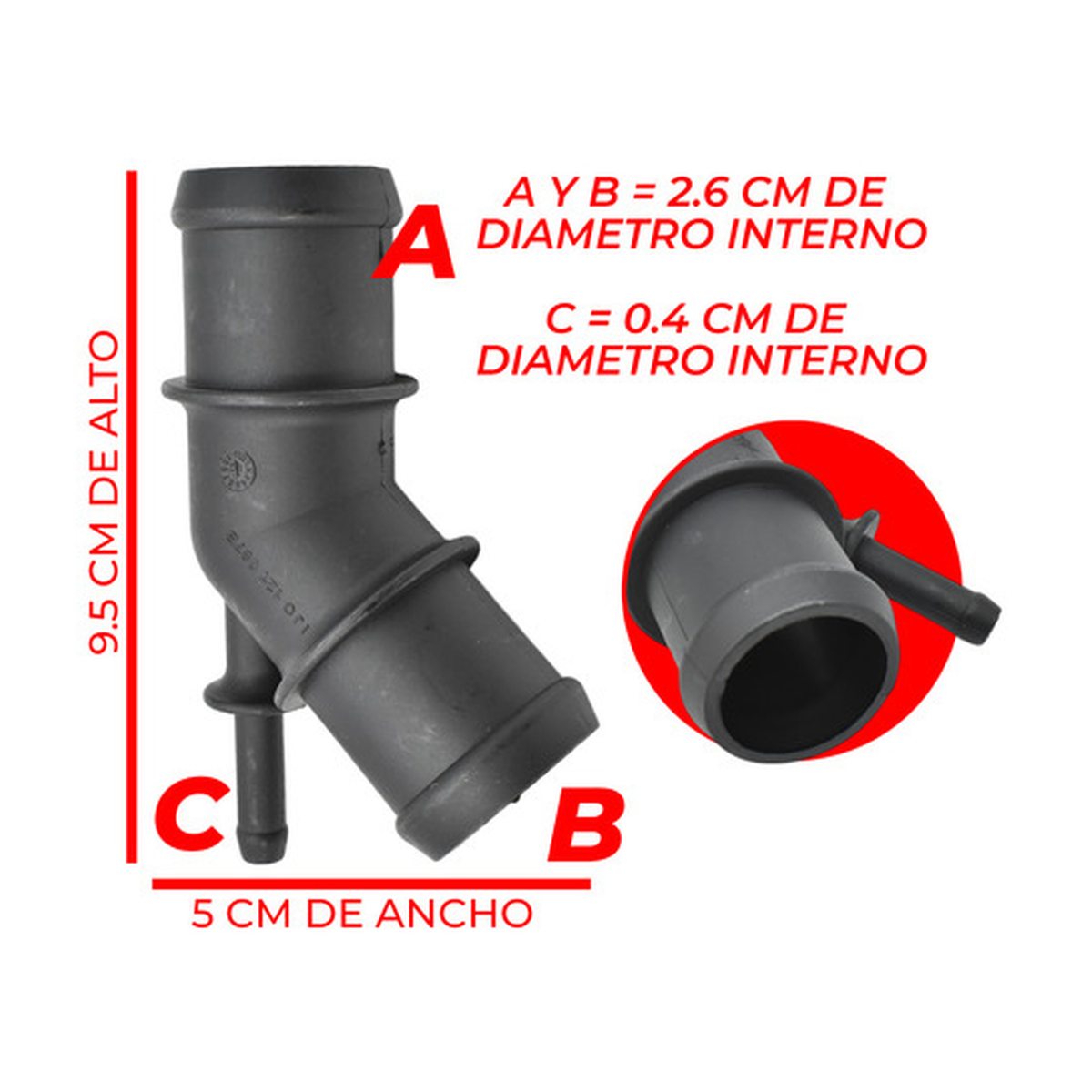 Conector manguera radiador superior US Parts 120-209