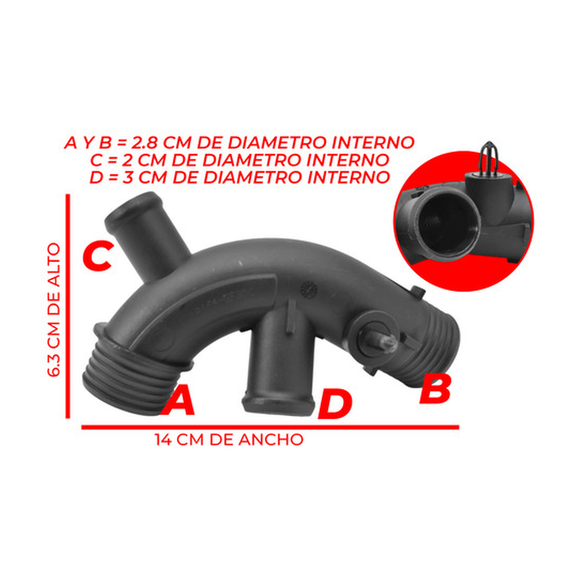 Conector manguera radiador superior US Parts 120-215