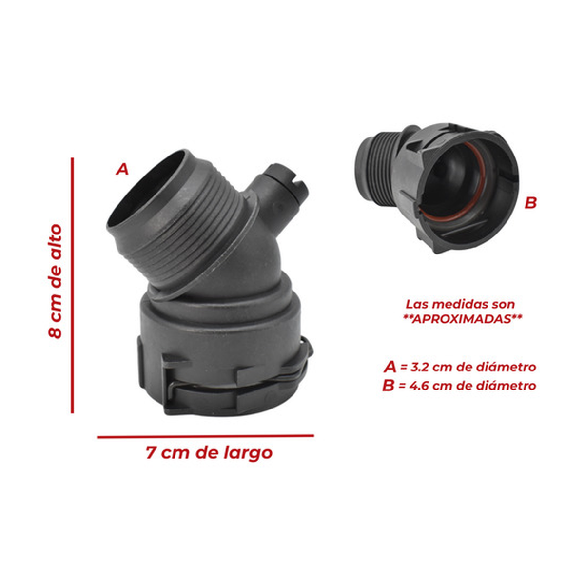 Conector manguera radiador inferior - termostato US Parts 120-220