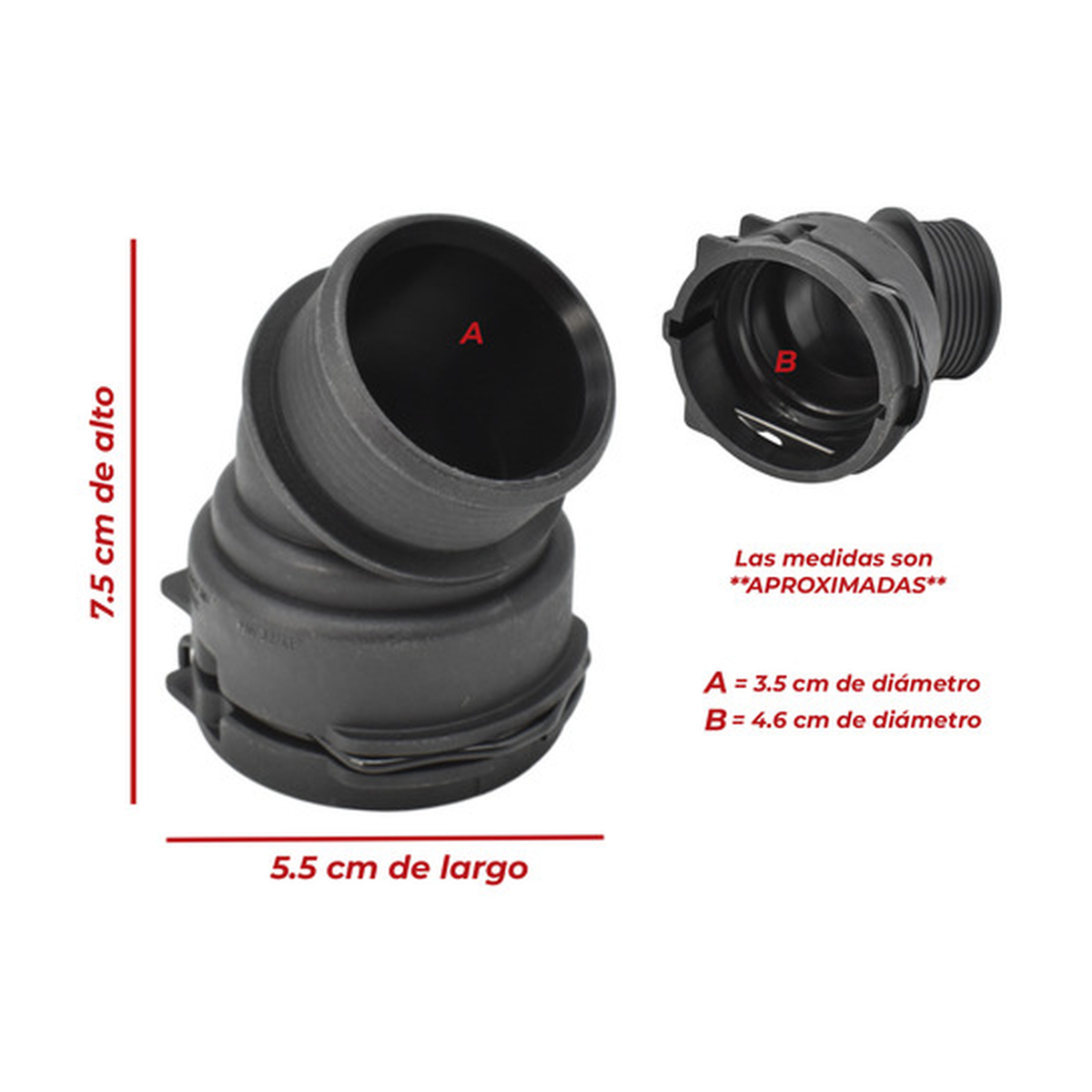 Conector manguera radiador inferior lado radiador US Parts 120-221