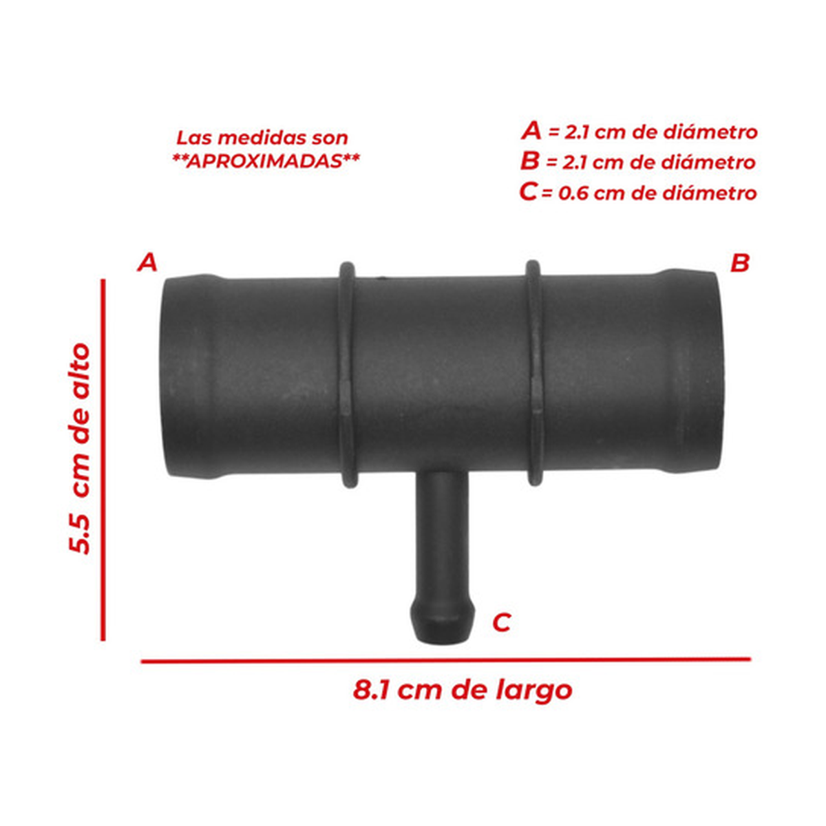 Conector manguera calefaccion tee 1 1/8 X 5/16 x1 1/8 un US Parts 120-266