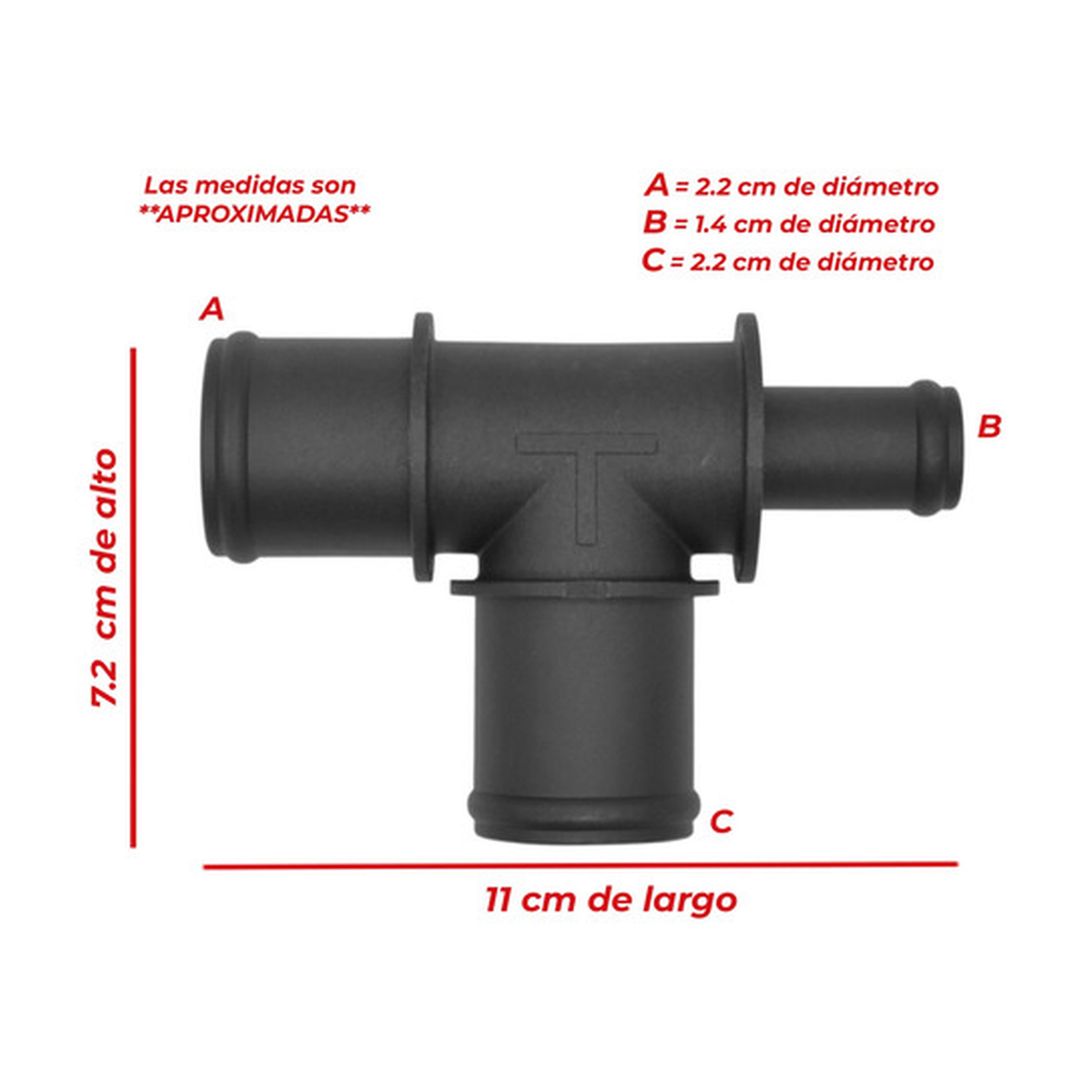 Conector manguera calefaccion tee 1 1/4 X 1 1/4 X 3/4 un US Parts 120-268