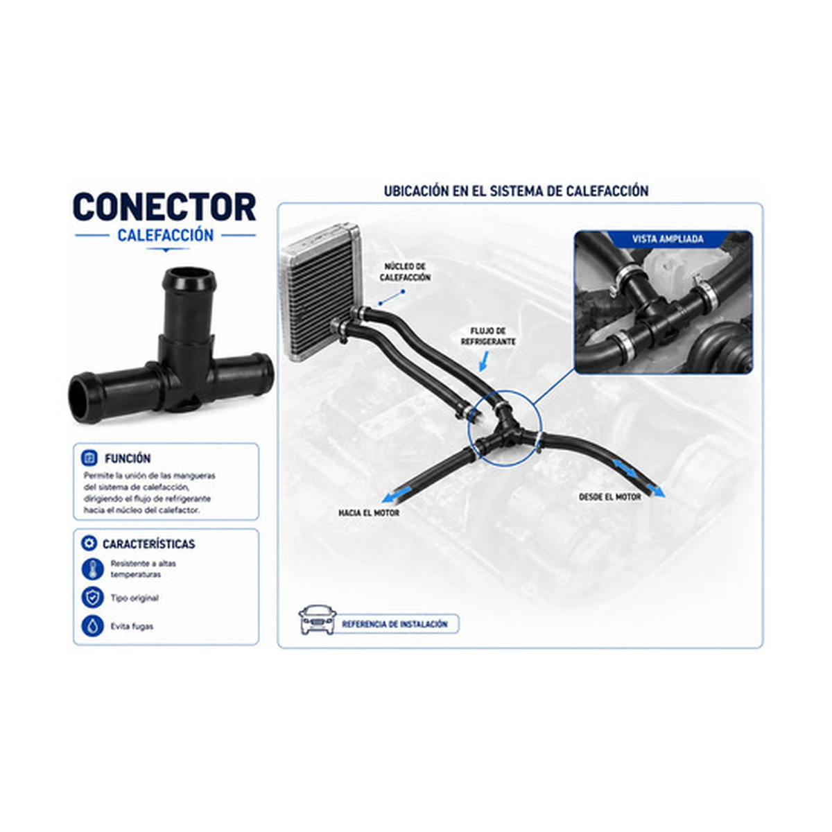 Conector manguera calefacción p/ np300 frontier 2.5l D 16-22 US Parts 120-284