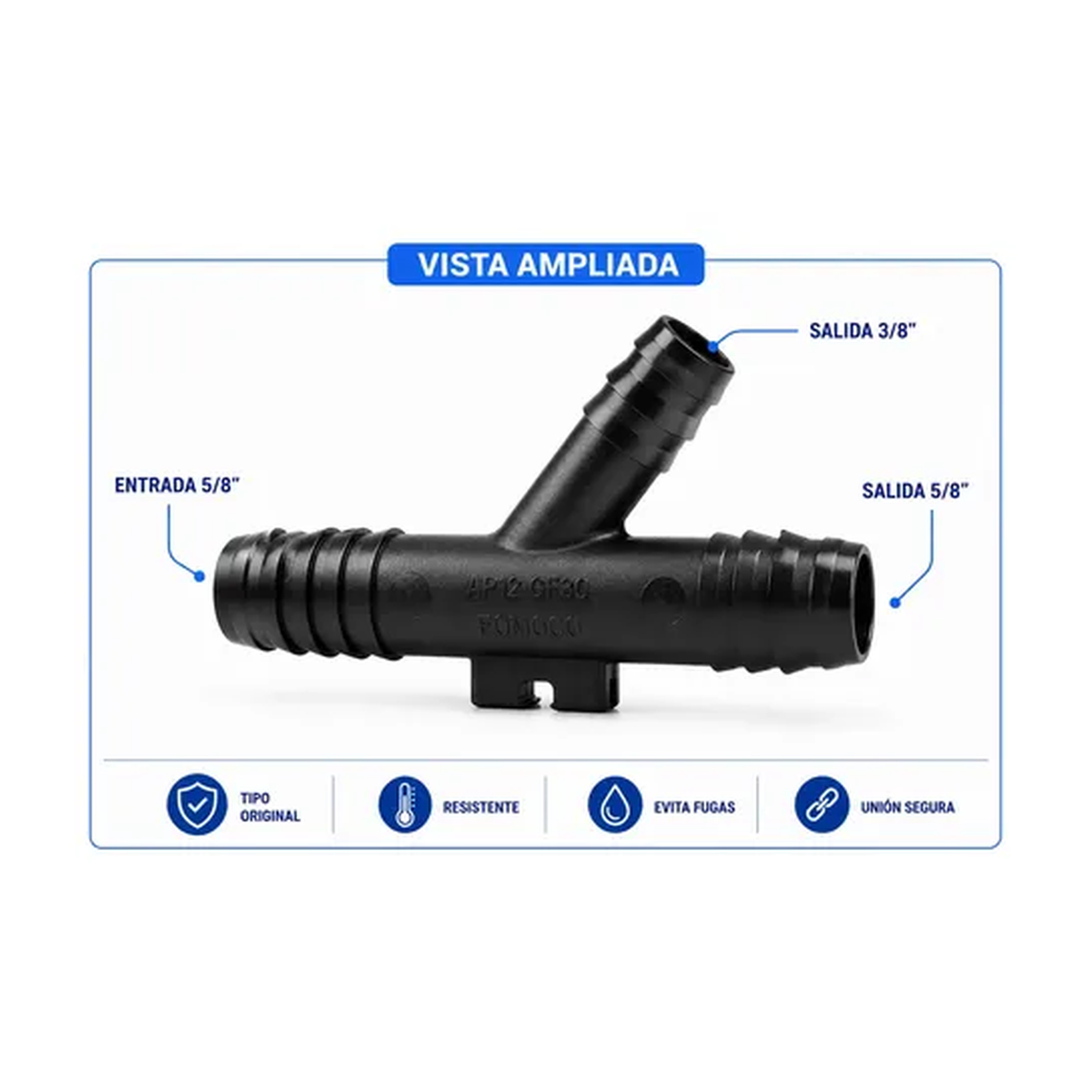 Conector manguera y , calefacción 5/8 X 3/8 X 5/8 uni US Parts 120-298
