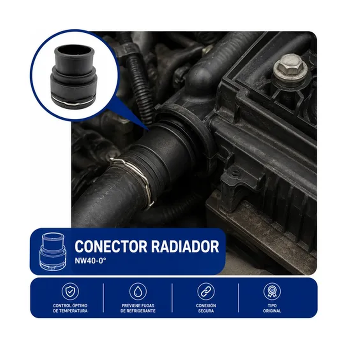 Conector, radiador, nw40 -0° universal US Parts 120-329
