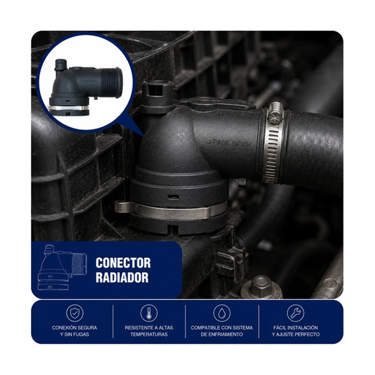 Conector radiador p/hyundai santa fe 2.5l 2021 - 2023 US Parts 120-349