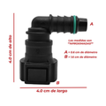 Conector manguera combustible 90° universal 9.49 mm US Parts 120-606