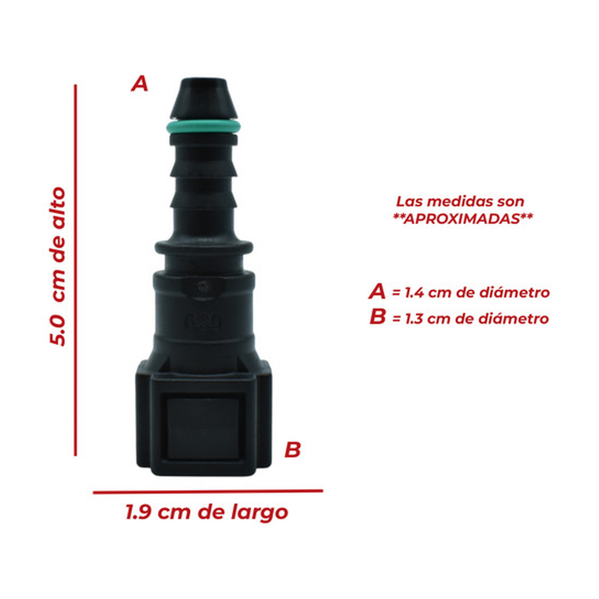 Conector manguera combustible 180° universal 6.3 mm US Parts 120-609