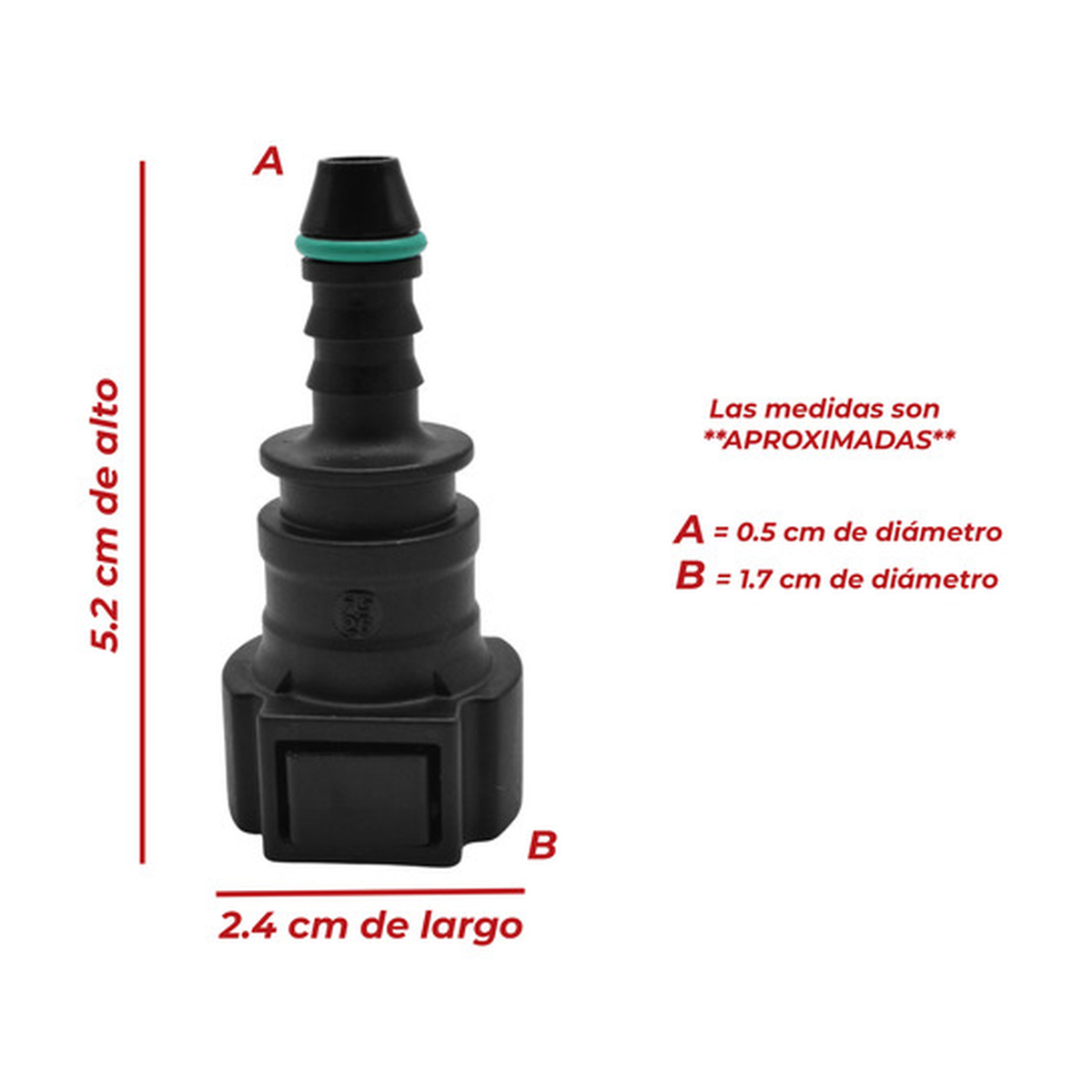 Conector manguera combustible 180° universal 9.49 mm US Parts 120-612