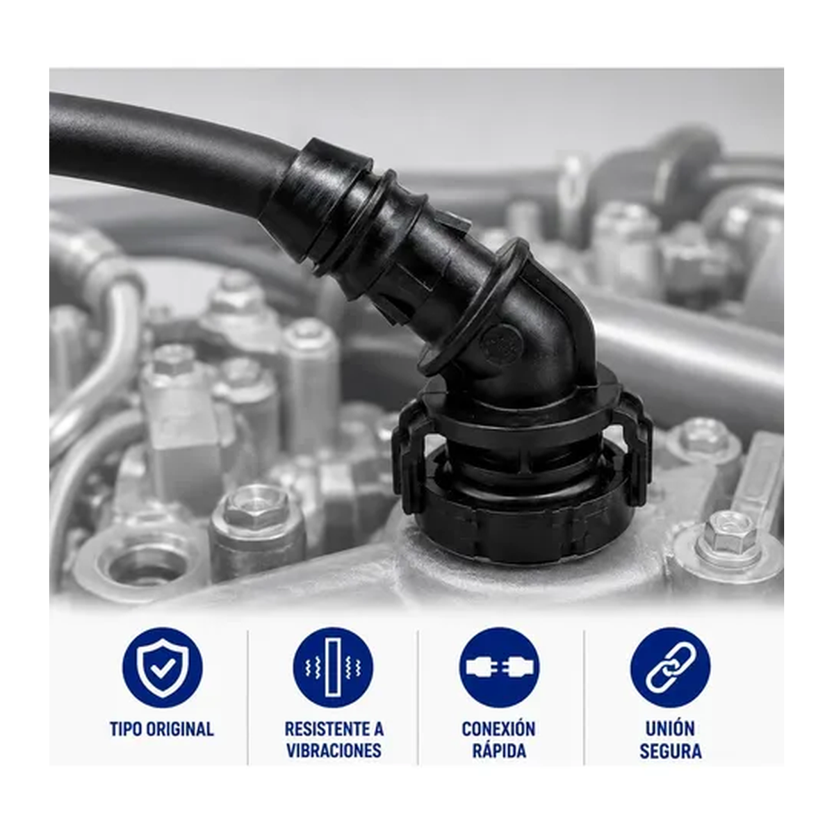 Conector, manguera vacio 10 mm X 15 mm universal negro US Parts 120-641