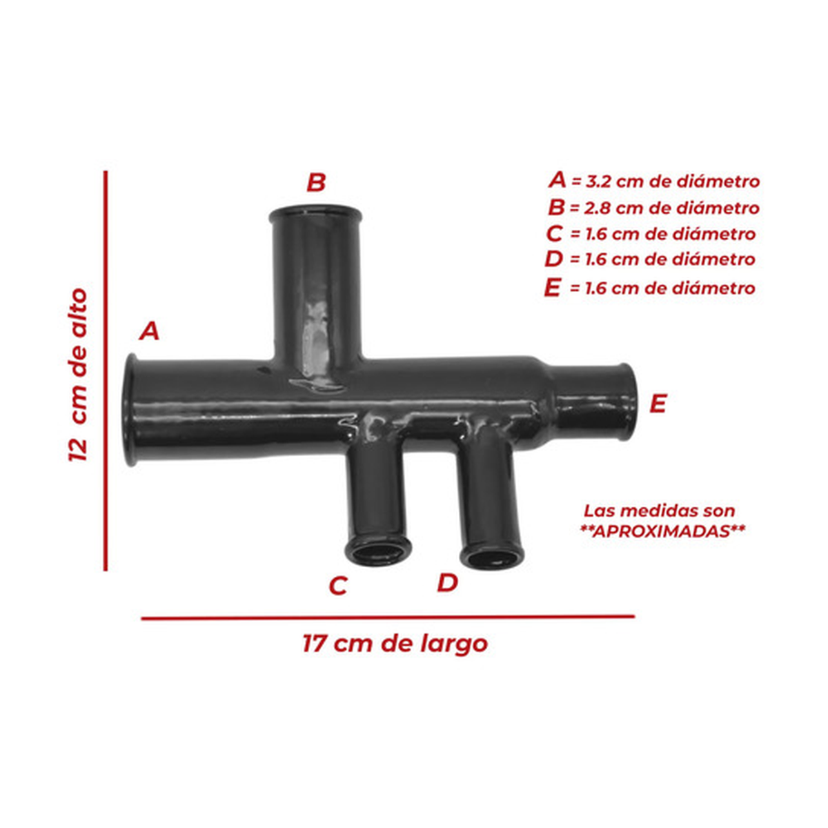 Conector tubo metalico radiador p/ US Parts 220-129