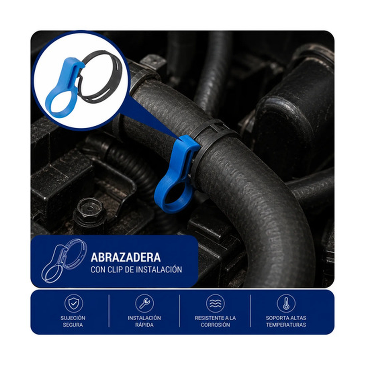 Abrazadera con clip para radiador de 1 3/8 - 1 5/16 10pz US Parts 221-002