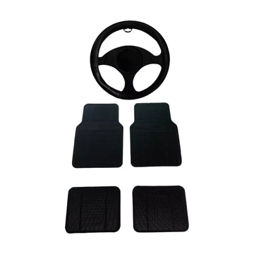 Tapete Para Piso Universal de Vinilo Negro Delantero/Trasero de 5 Piezas