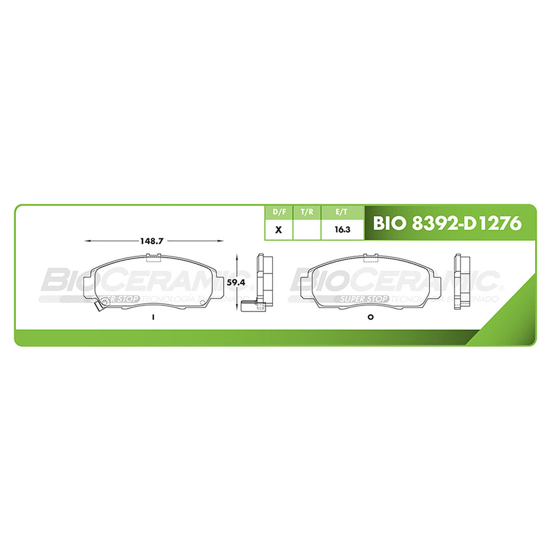 Balatas BIO-8392-D1276 (BIOCERAMIC) - ficha técnica