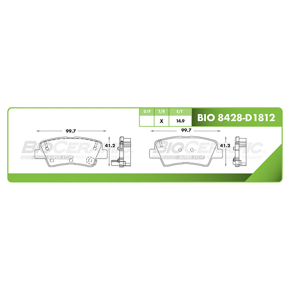 Balatas BIO-8428-D1812 (BIOCERAMIC) - ficha técnica